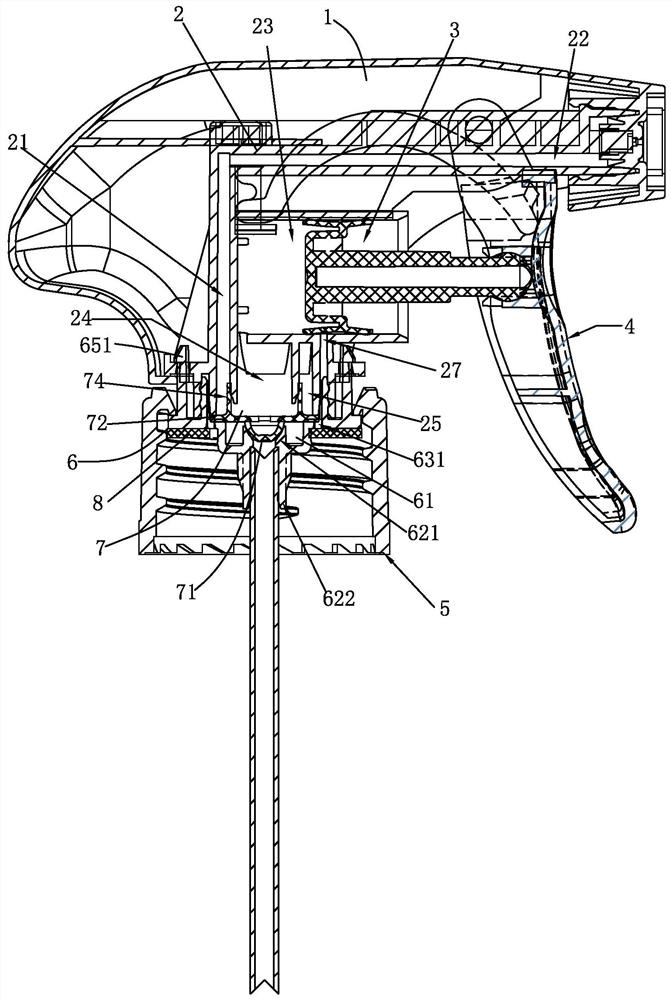 Spray gun with one-way valve cooperating with air supply