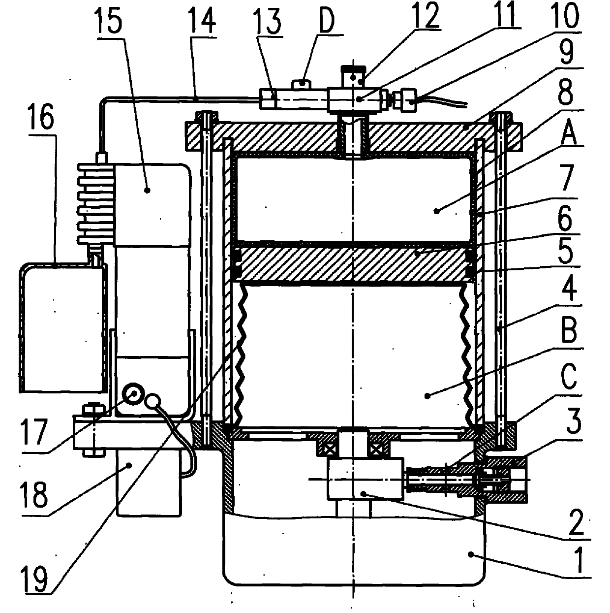 Lubricating device with automatic inflating and deflating pressure oil tank and oil tank inner lining