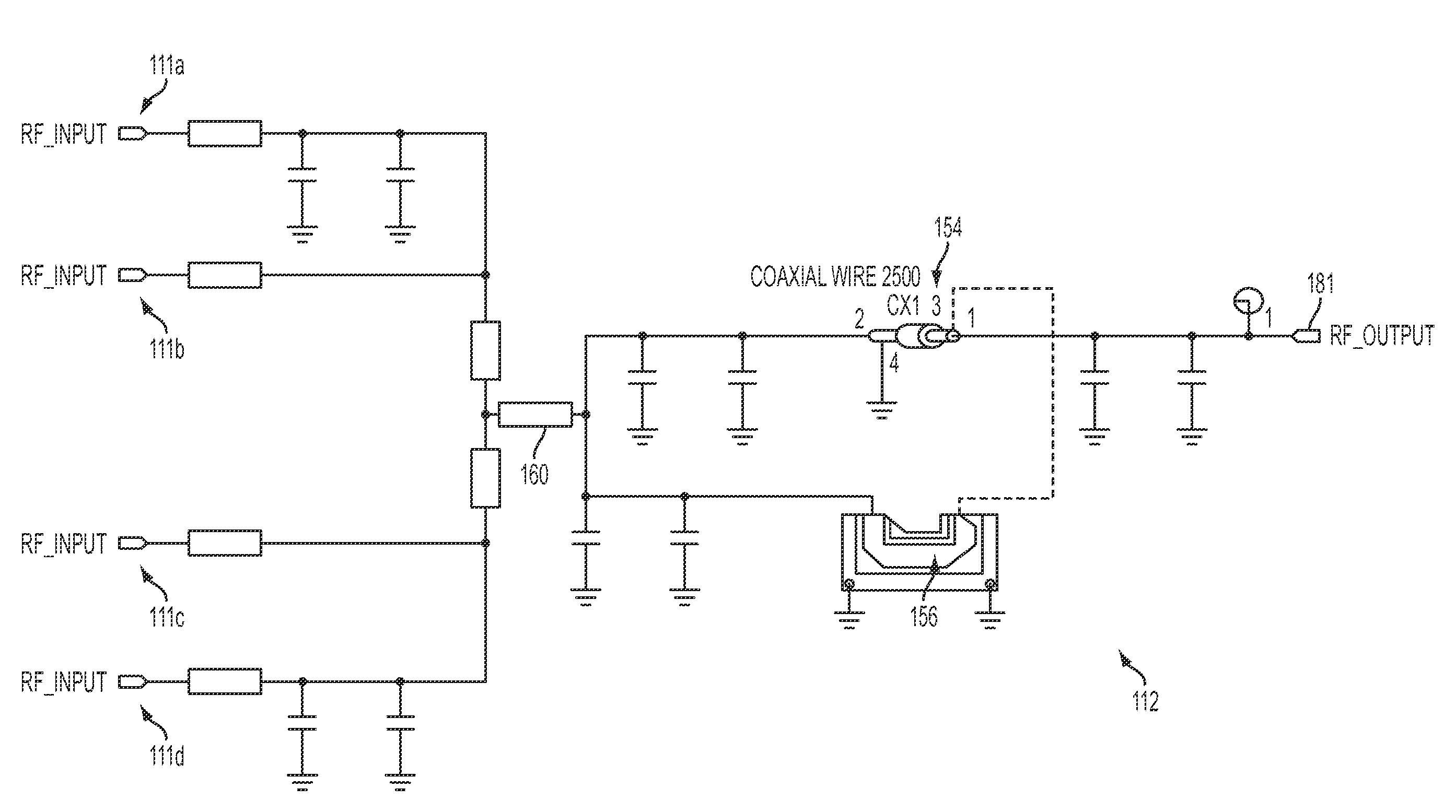 Combiner for an RF power amplifier