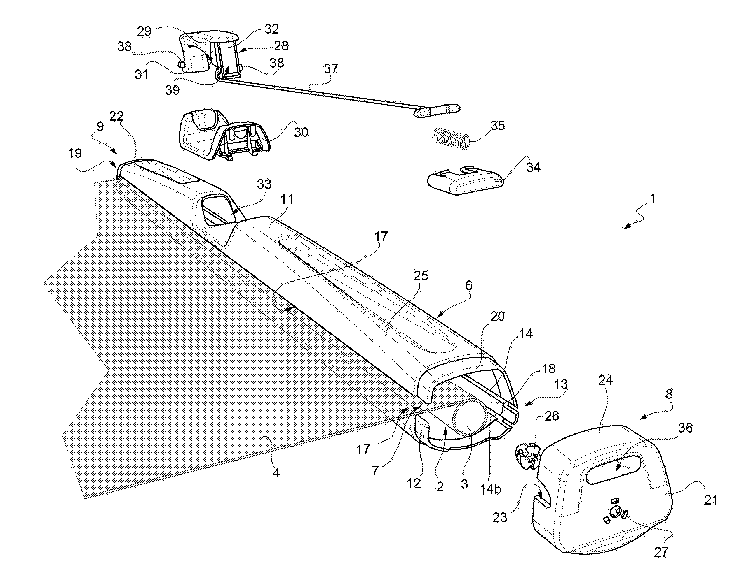 Holder of a tonneau cover or separation device for a luggage space of a vehicle
