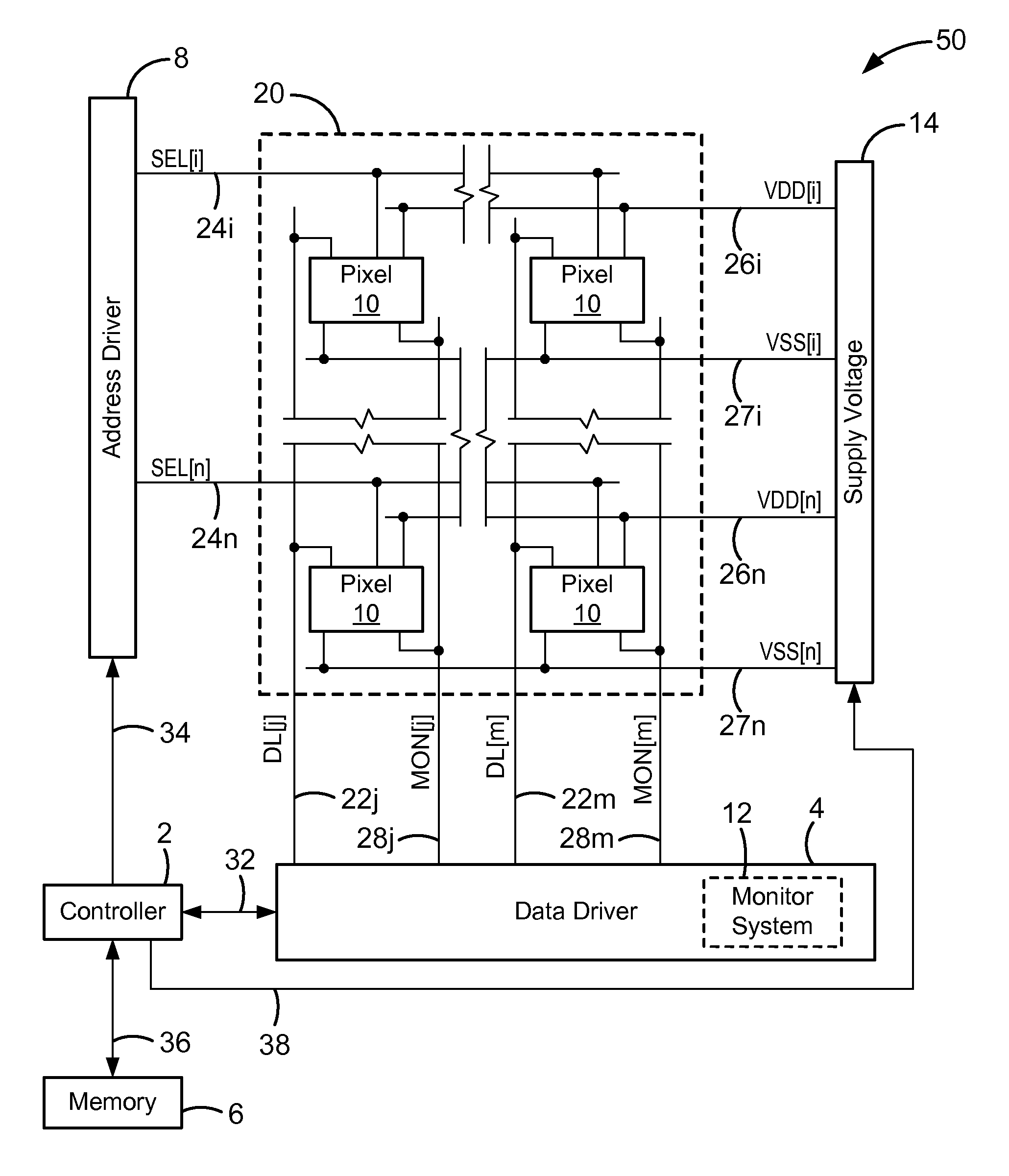 Pixel circuits including feedback capacitors and reset capacitors, and display systems therefore
