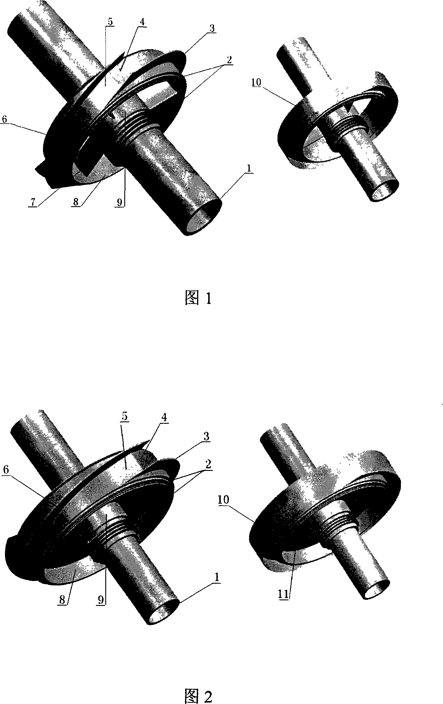 Hollow shaft rotating stamping compression rotor based on shock compress technique