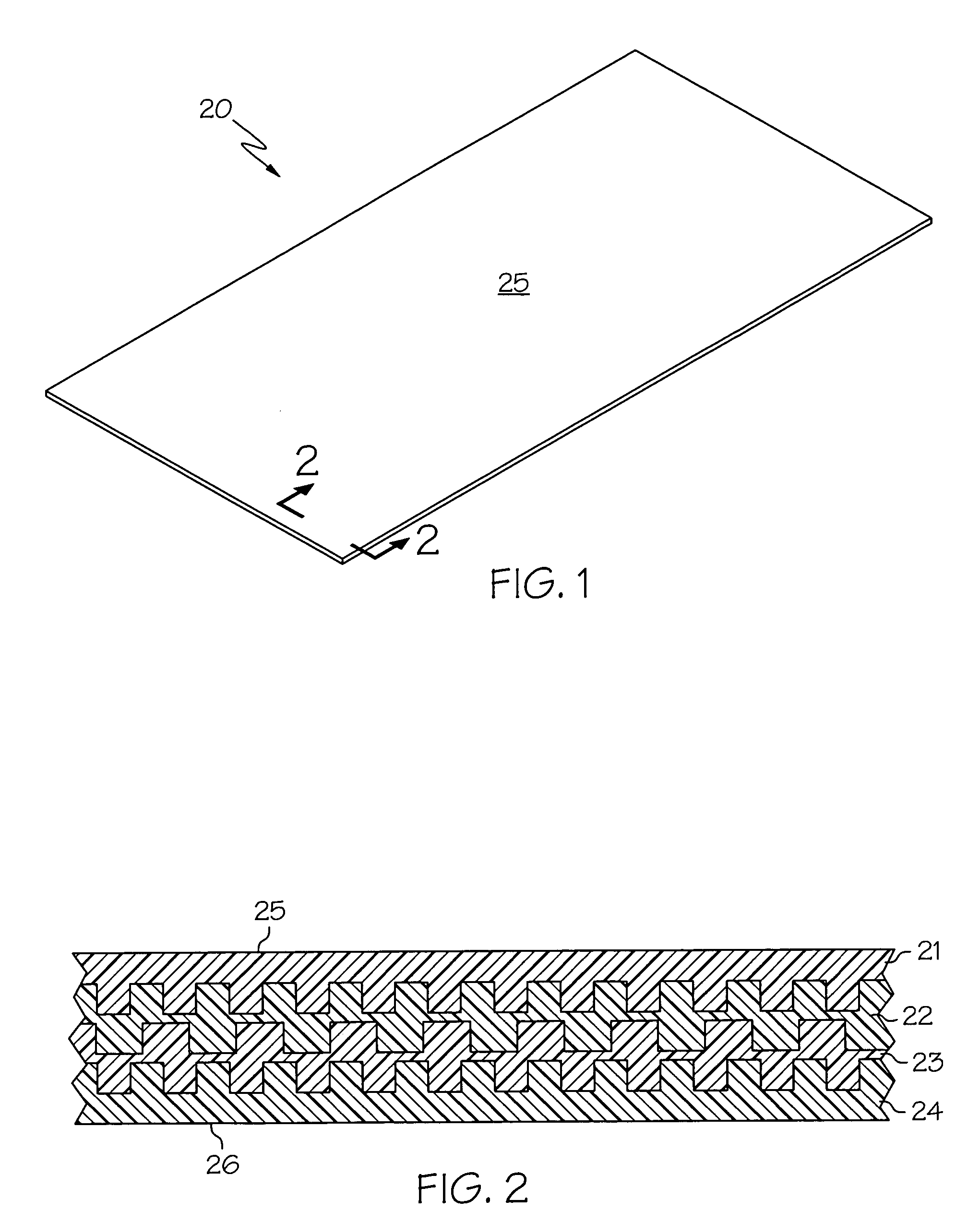 Composite articles formed from sheets having interconnecting ridges