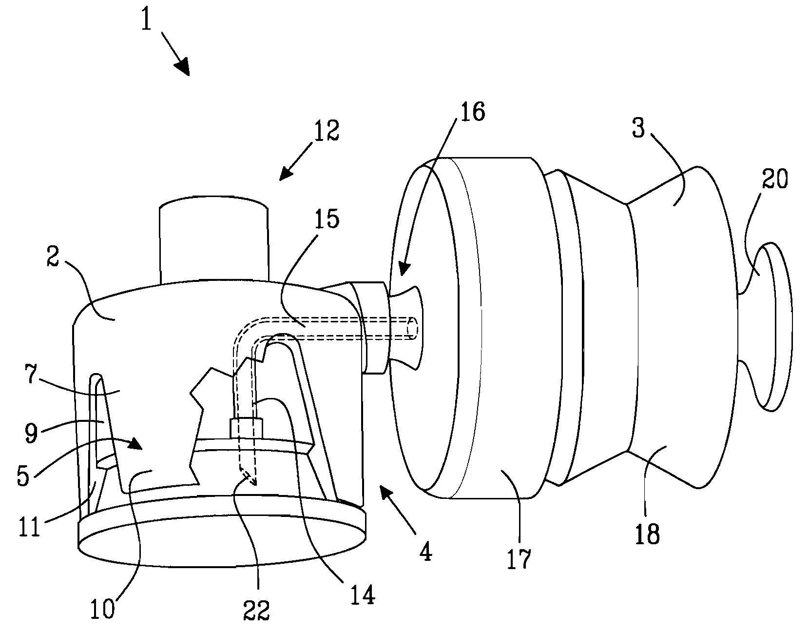 Device for providing fluid to a receptacle