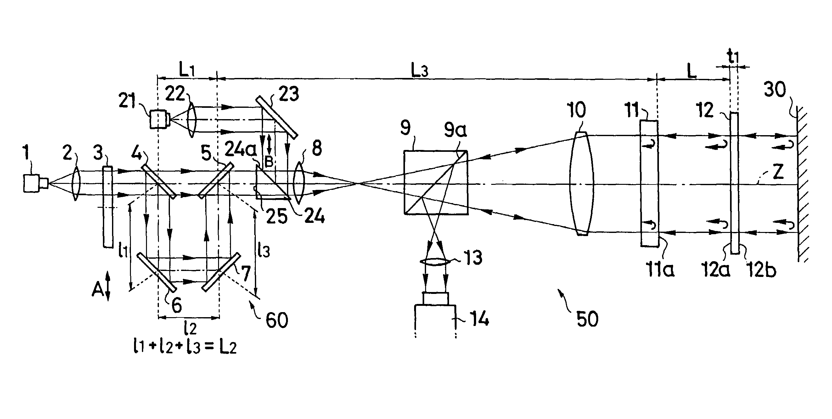 Interferometer apparatus for both low and high coherence measurement and method thereof
