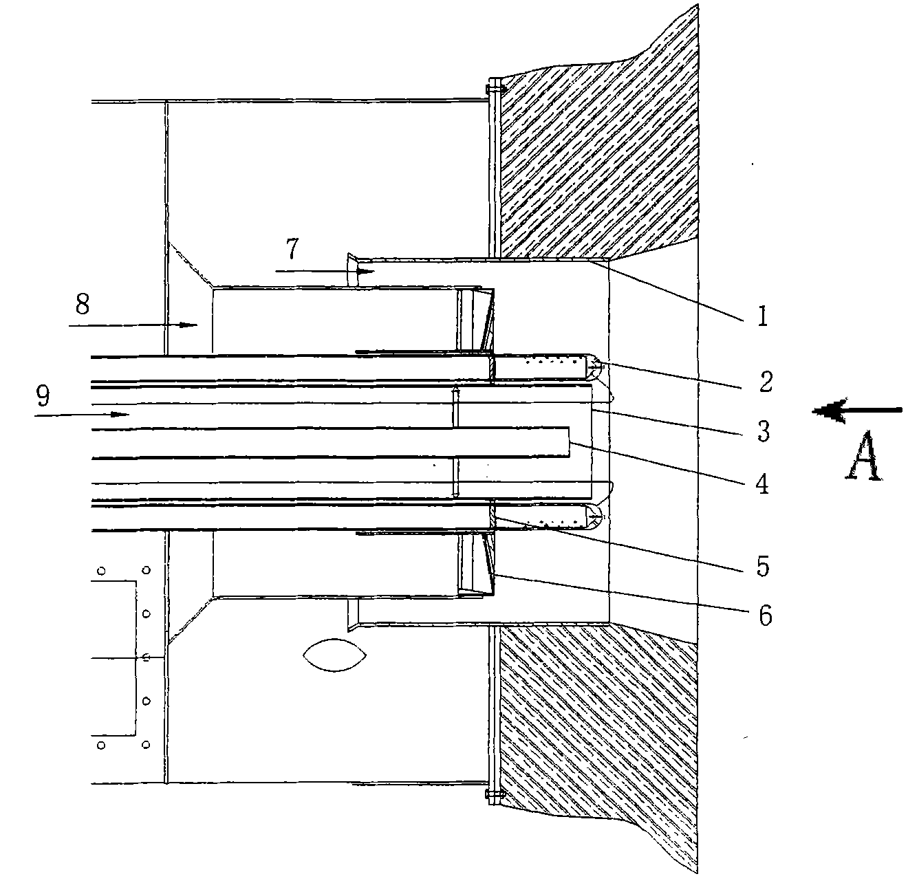 Low emission high-power staged-combustion gas burner and gas collocation method thereof