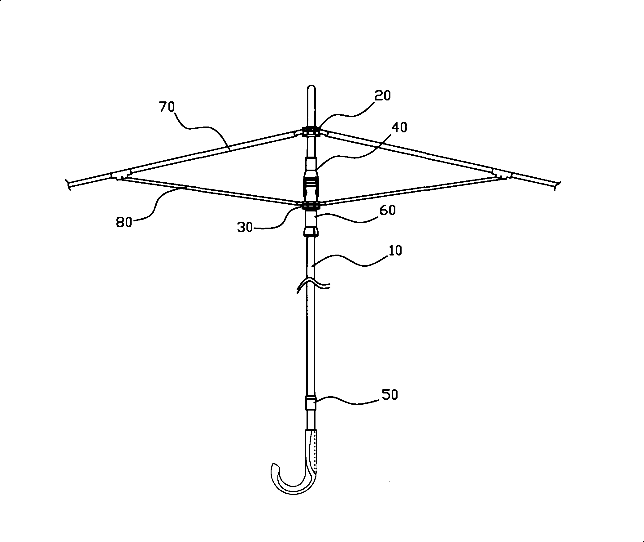 Unfolding and folding fixing device for umbrella