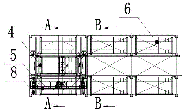 A plate-type tandem mechanical parking equipment with a chain-driven rotary center lift