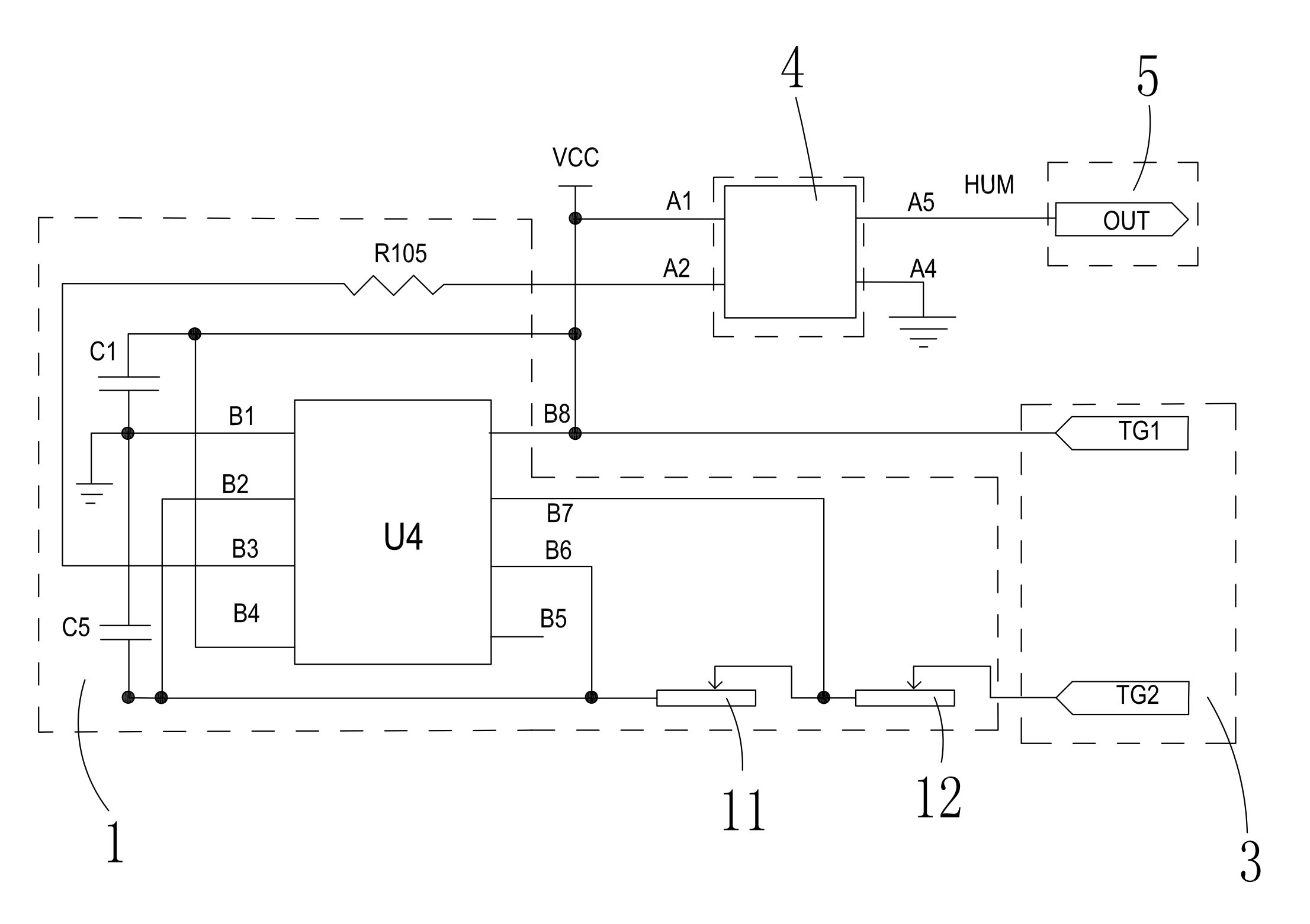 Clothes humidity detection device for clothes dryer