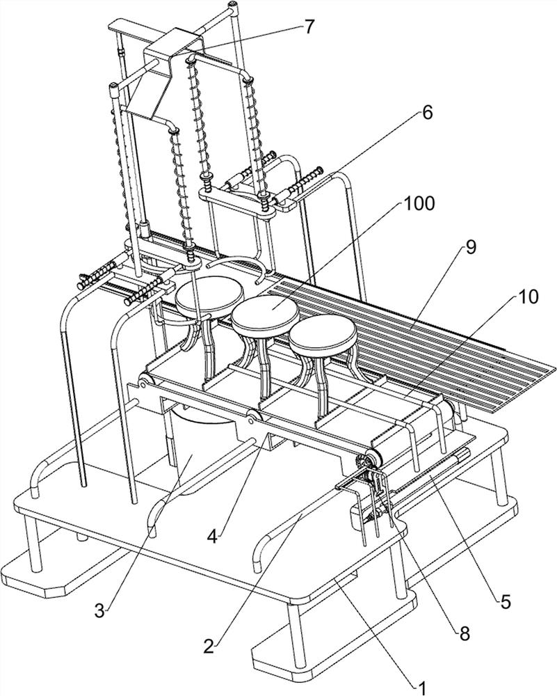 Stool coloring device for furniture processing