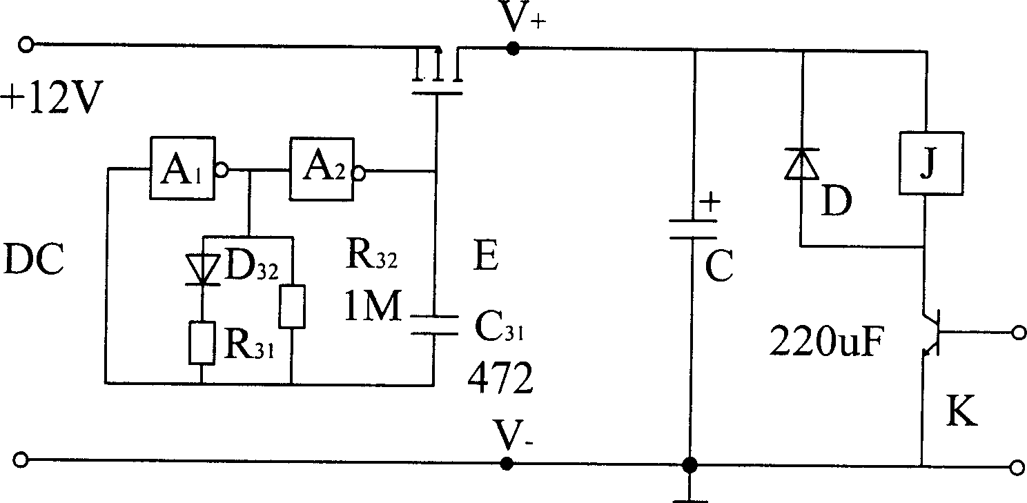 Capacitance energy-storage type relay circuit