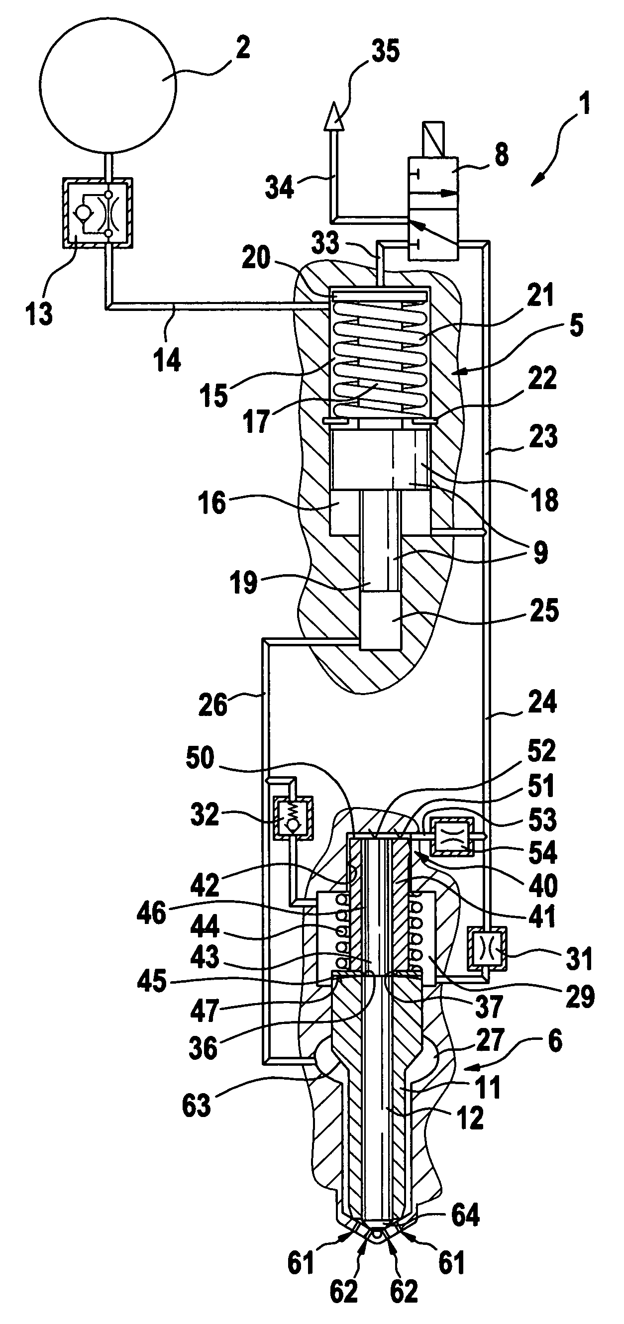 Fuel injection system for internal combustion engines with needle stroke damping
