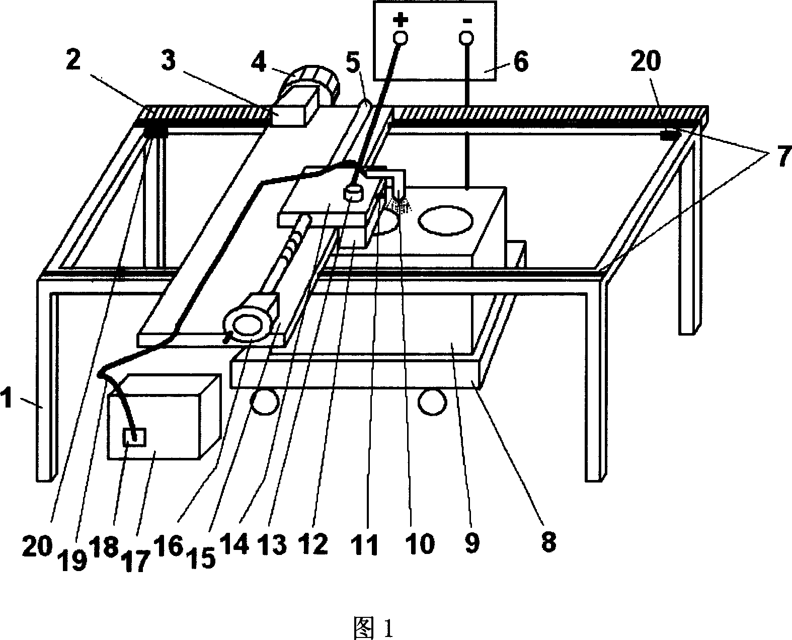 Repair device for semi-automatic electric rush plating of automobile engine cylinder body plane