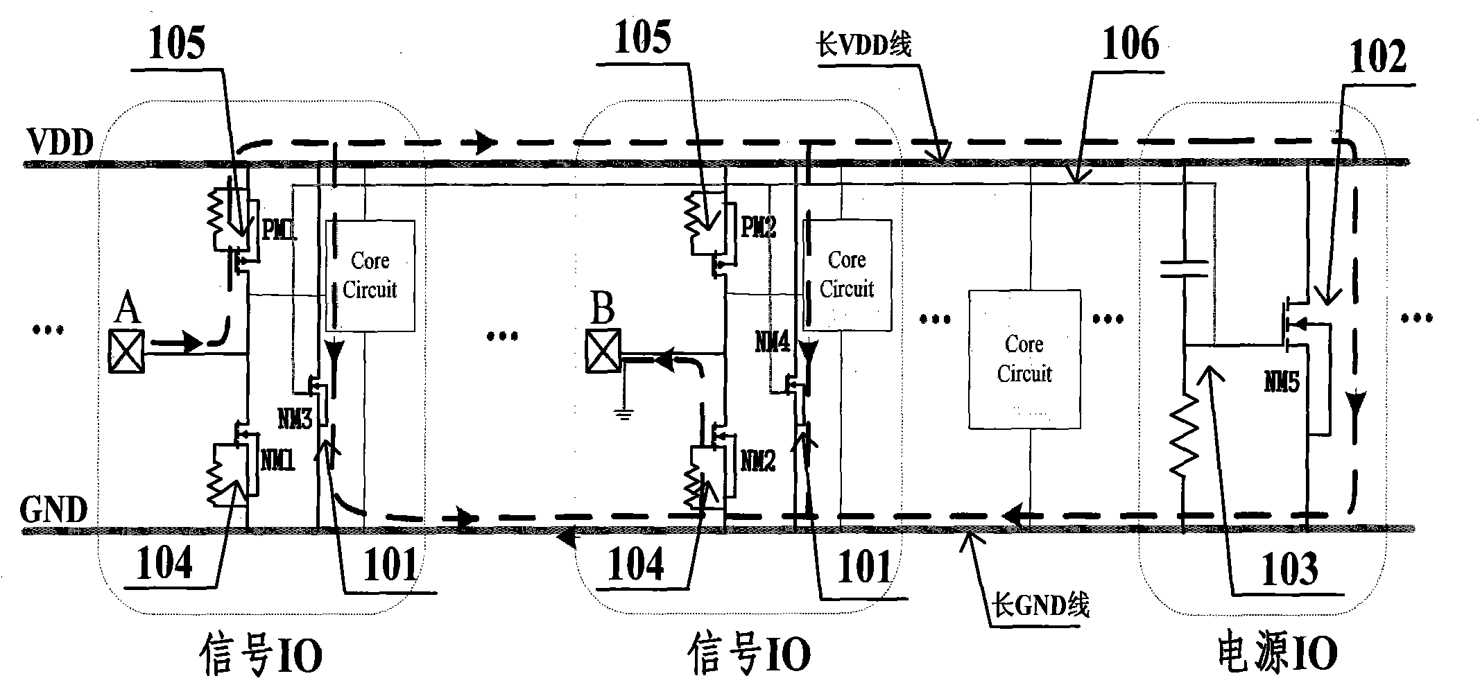 Integrated circuit full-chip electro static discharge protection method and circuit