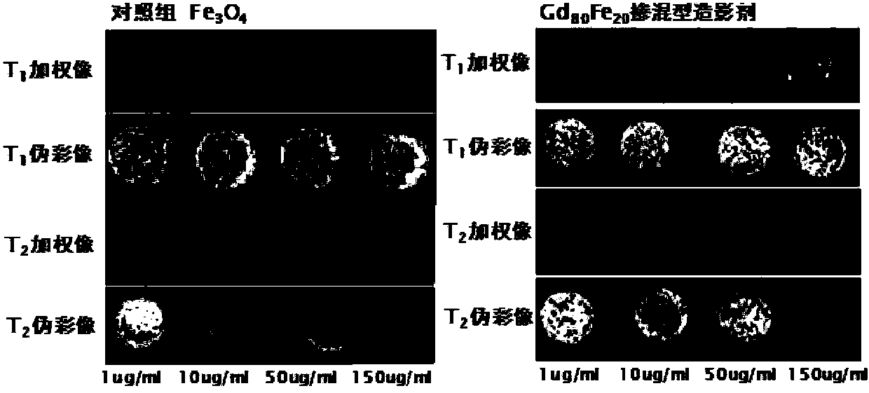Preparation method for blending type contrast agent with T1 and T2 contrast functions