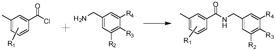 N-benzyl benzamide compound as well as preparation method and application thereof