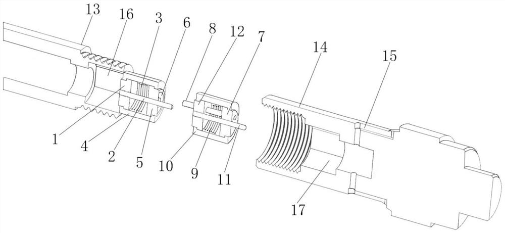 Rotary sliding contact type center rod conductive device