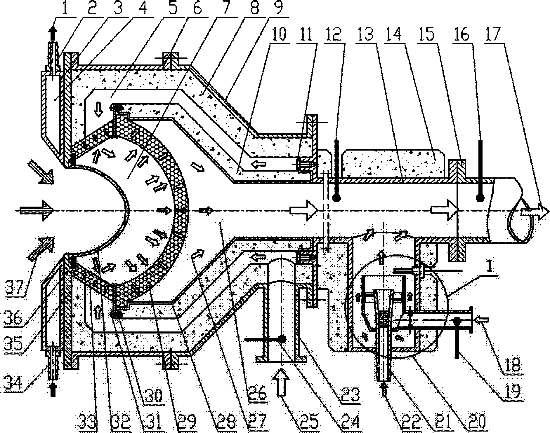 Working medium heating device of gas turbine solar power generation system