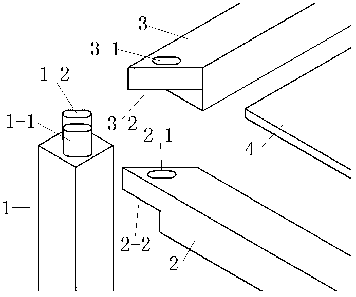 Combined tenon structure of panel and leg and roof boardings of solid wood furniture and manufacturing method