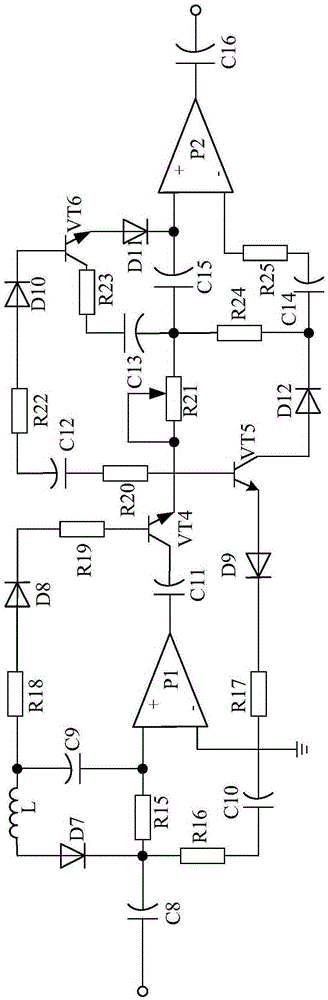 Dryer temperature control system based on high-pass filter and amplification circuit