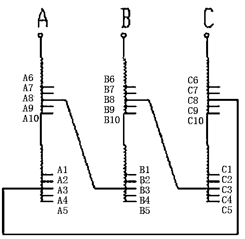 Phase-shifting voltage-regulating method of three-phase dry-type rectifier transformer of short-wave transmitter power supply