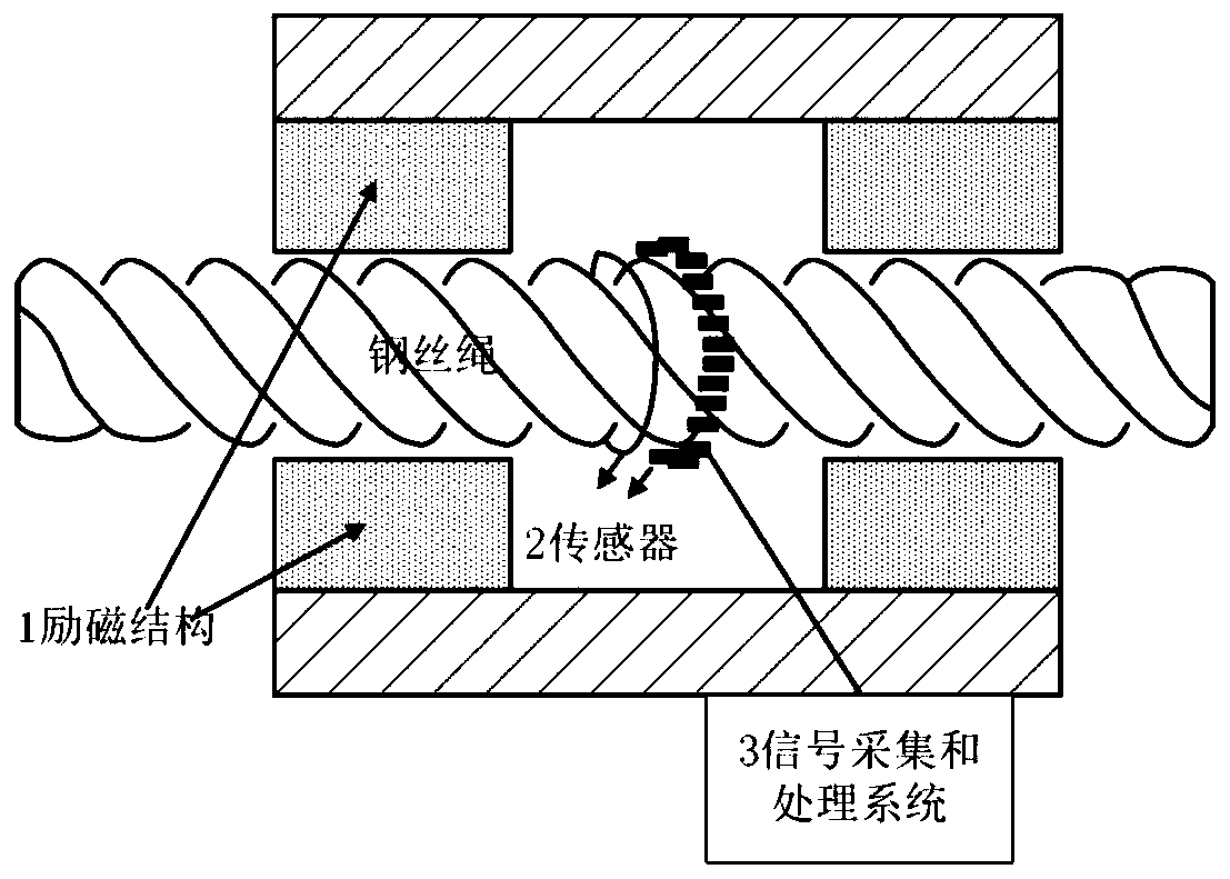 Nondestructive testing method and device for steel wire rope