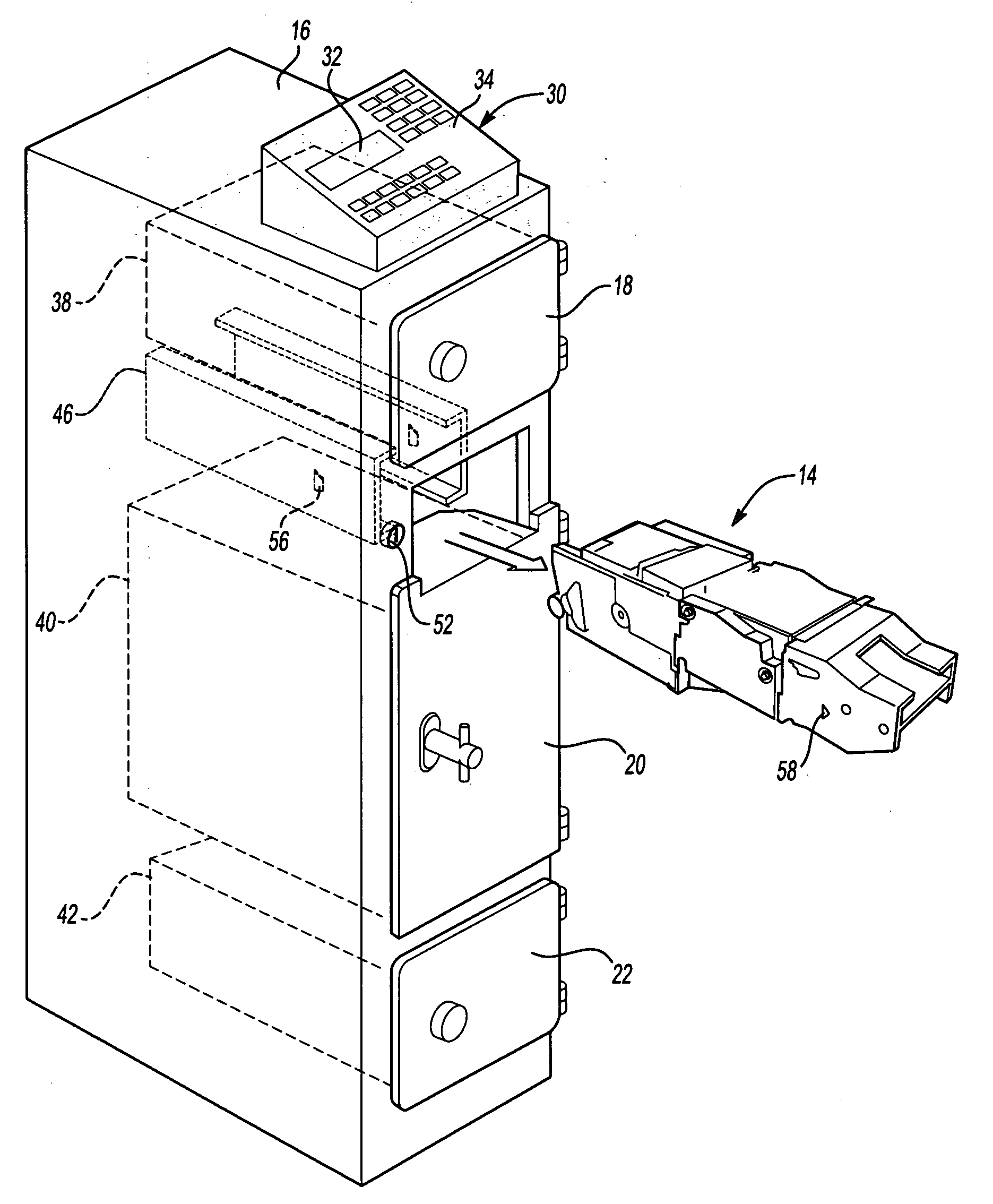 Apparatus having a bill validator and a method of servicing the apparatus