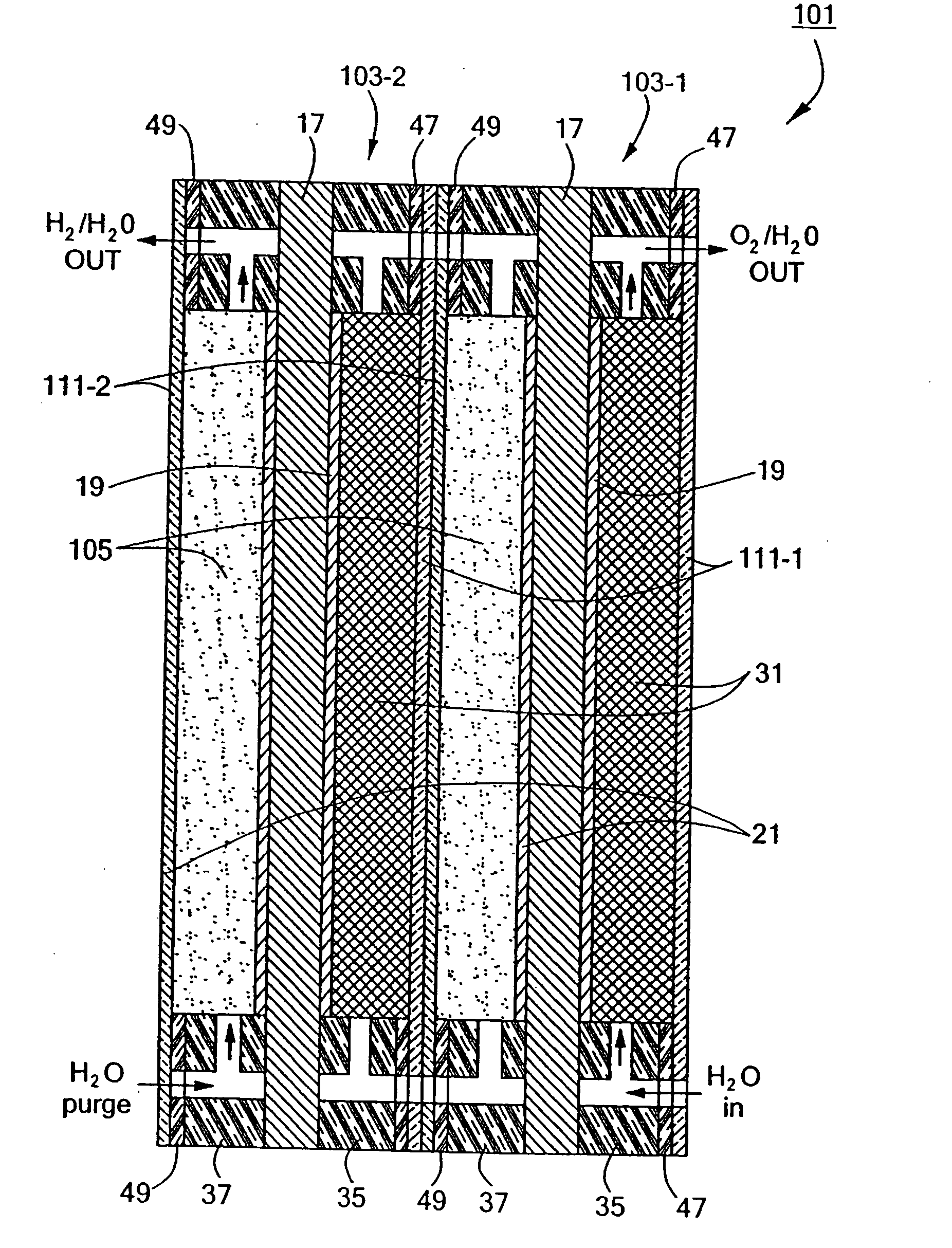 Proton exchange membrane (PEM) electrochemical cell having an integral, electrically-conductive, resiliently compressible, porous pad