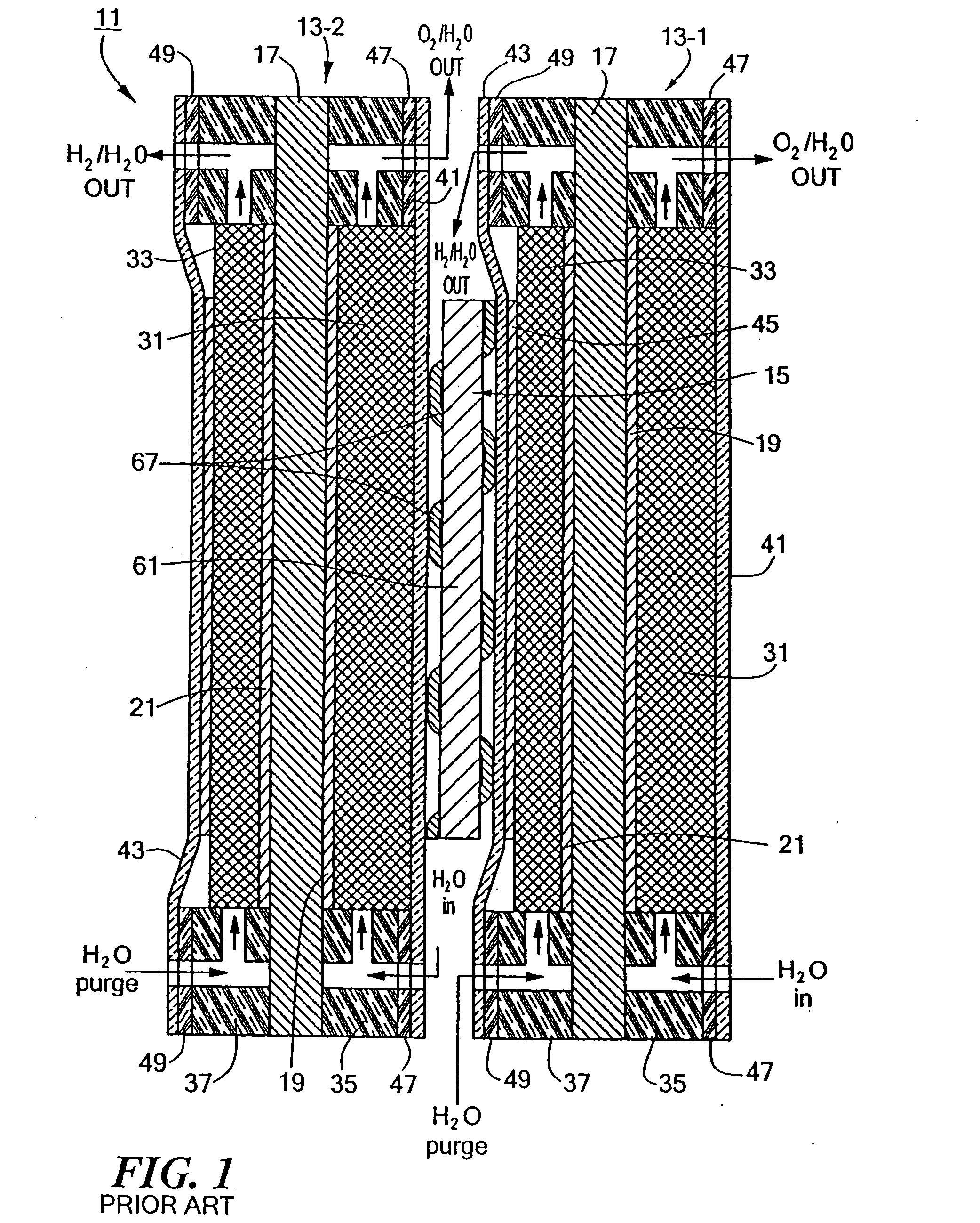 Proton exchange membrane (PEM) electrochemical cell having an integral, electrically-conductive, resiliently compressible, porous pad