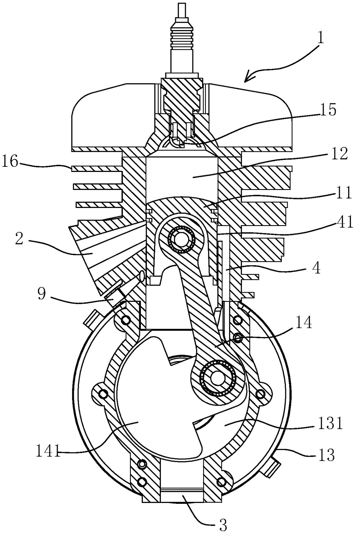 A two-stroke internal combustion engine