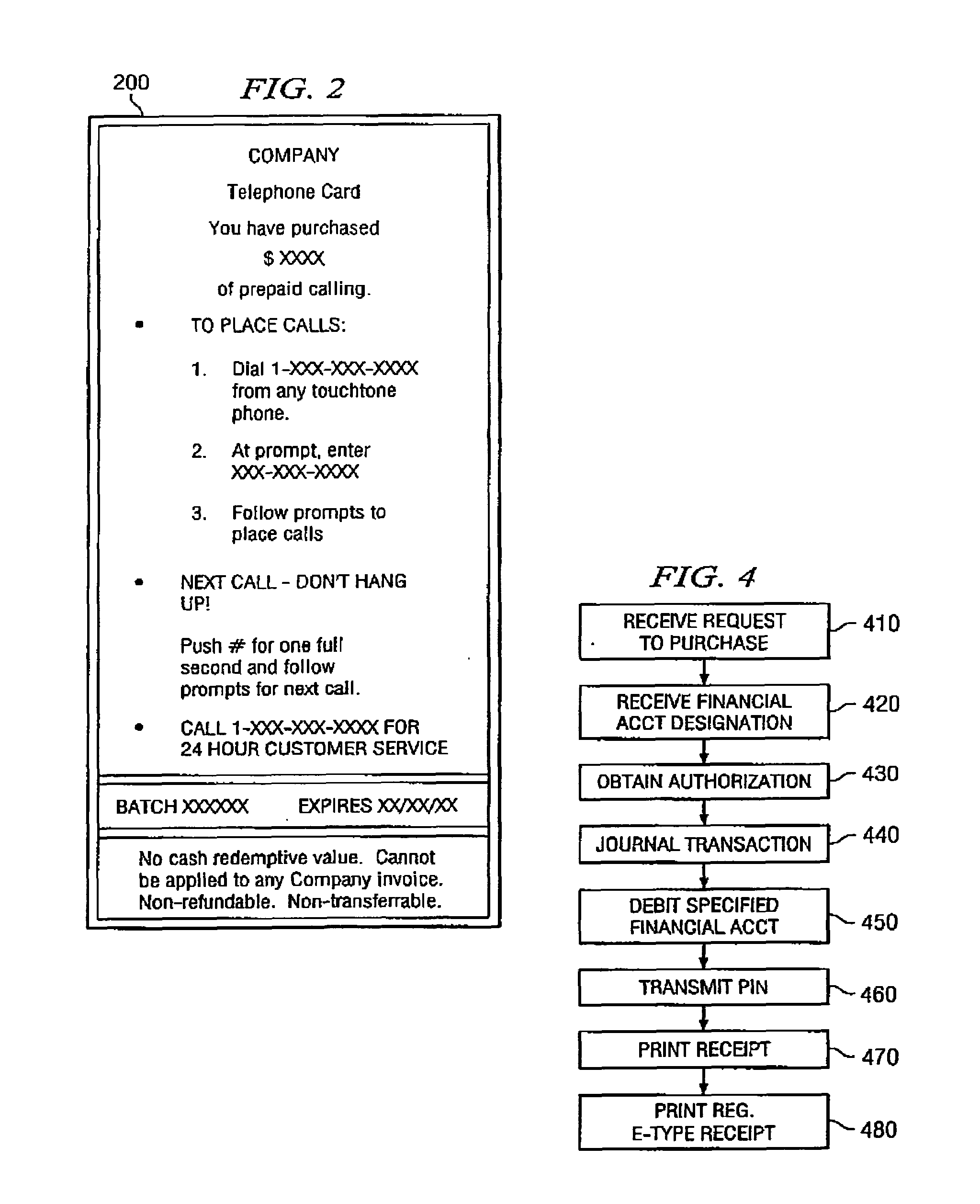 System and method for dispensing of a receipt reflecting prepaid phone services