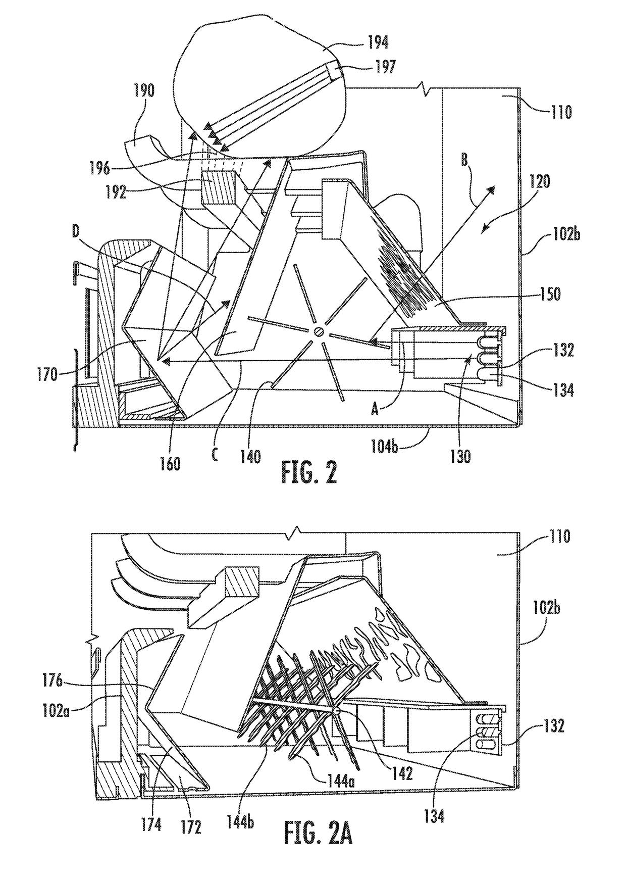 Flame simulating assembly for simulated fireplaces including a light channeling shield