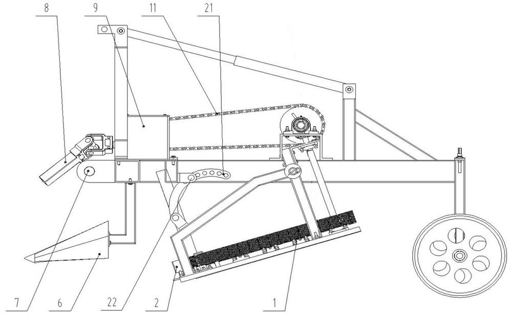 Wide-narrow row cotton stalk flexible pulling device and pulling method thereof