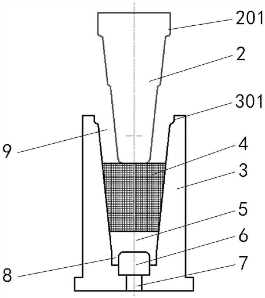 Forward and backward extrusion forming die and method for curved generatrix type shell