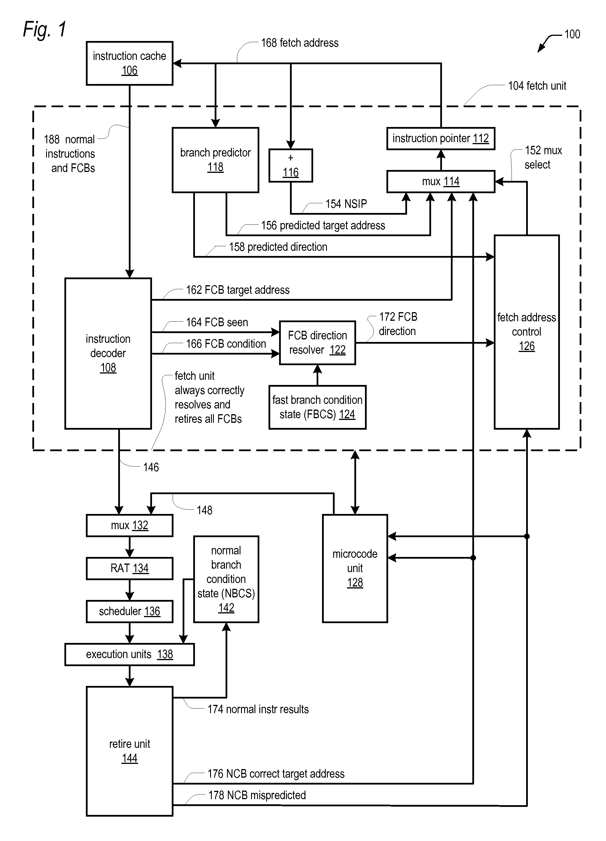 Pipelined microprocessor with fast conditional branch instructions based on static serializing instruction state