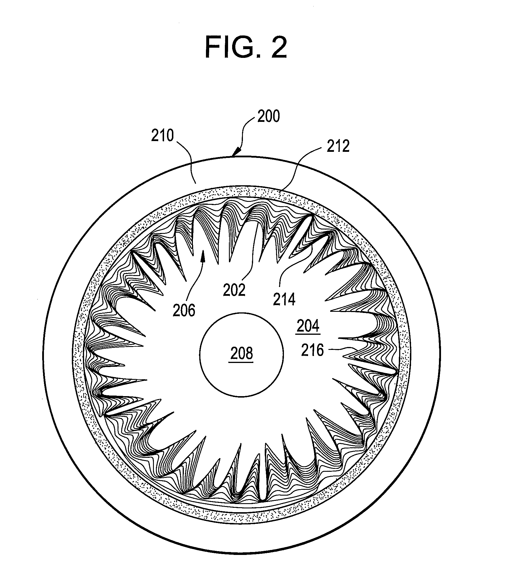Ophthalmic lens with repeating wave patterns