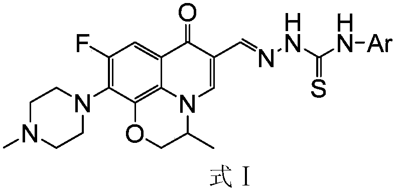 Ofloxacin aldehyde acetal 4-aryl thiosemicarbazide derivatives and its preparation method and application