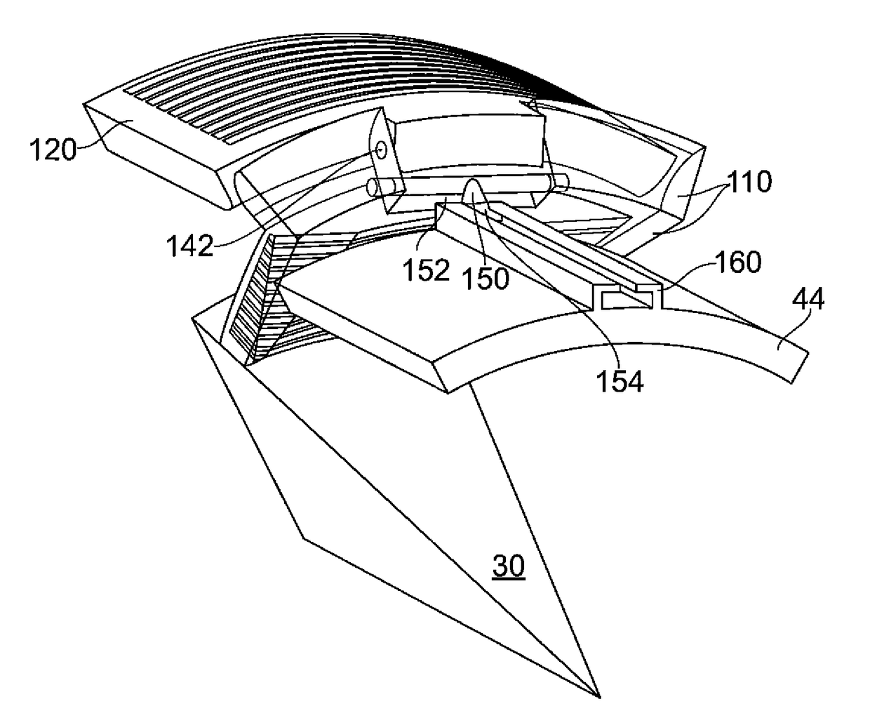 Thrust reverser unit having both nested cascades translating linearly and only one cascade rotational
