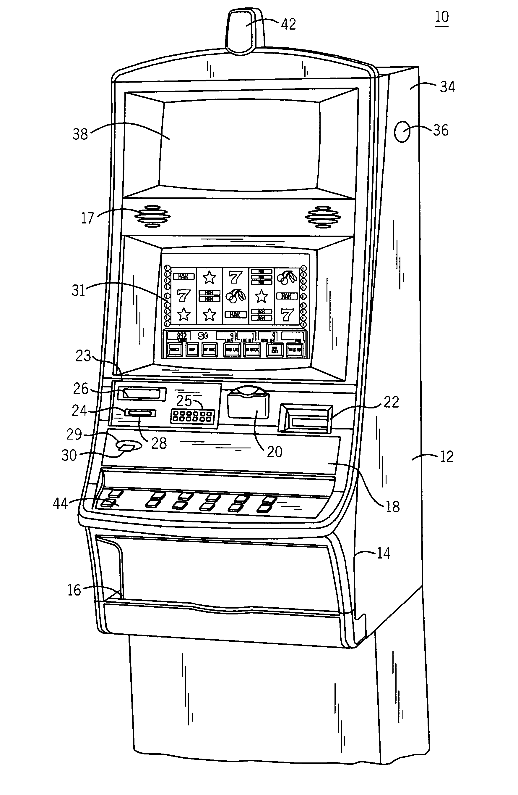 Gaming machine with a trunnion mounted display
