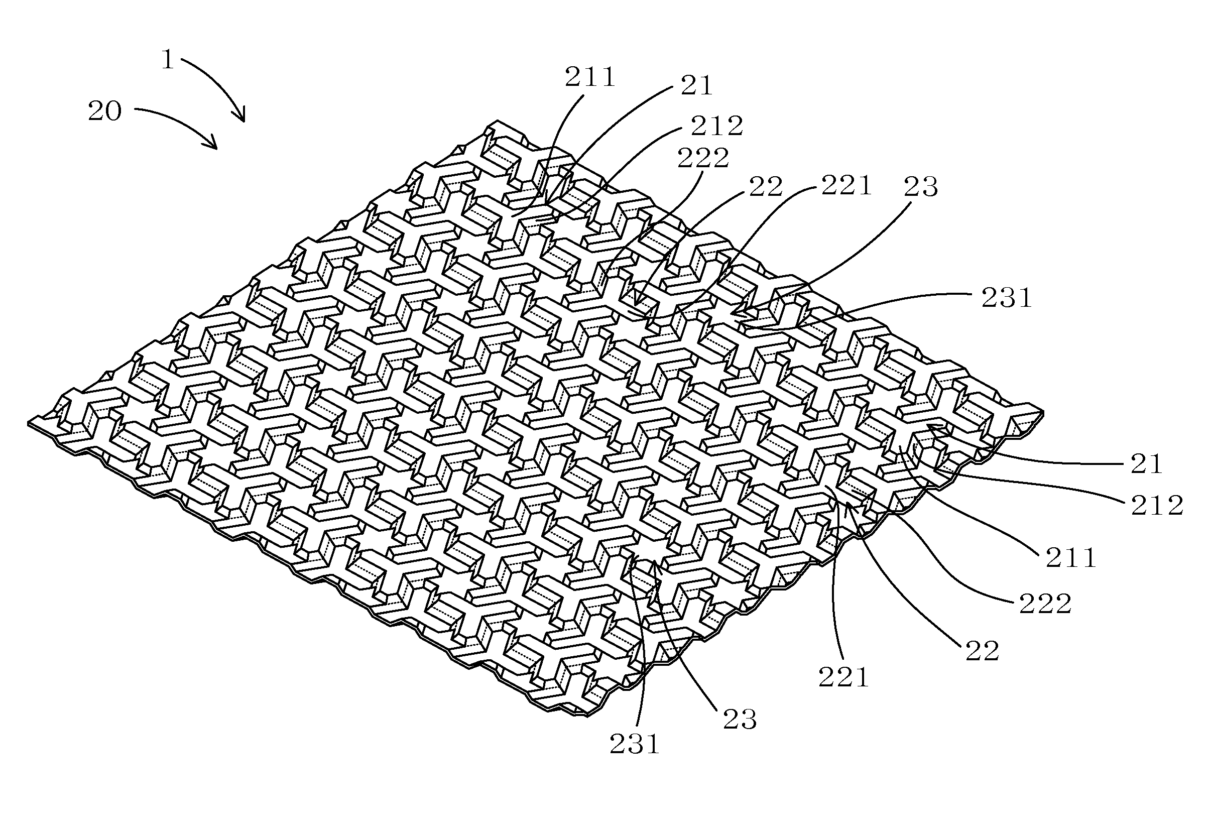 Sheet material having a concave-convex part, and vehicle panel and laminated structure using the same