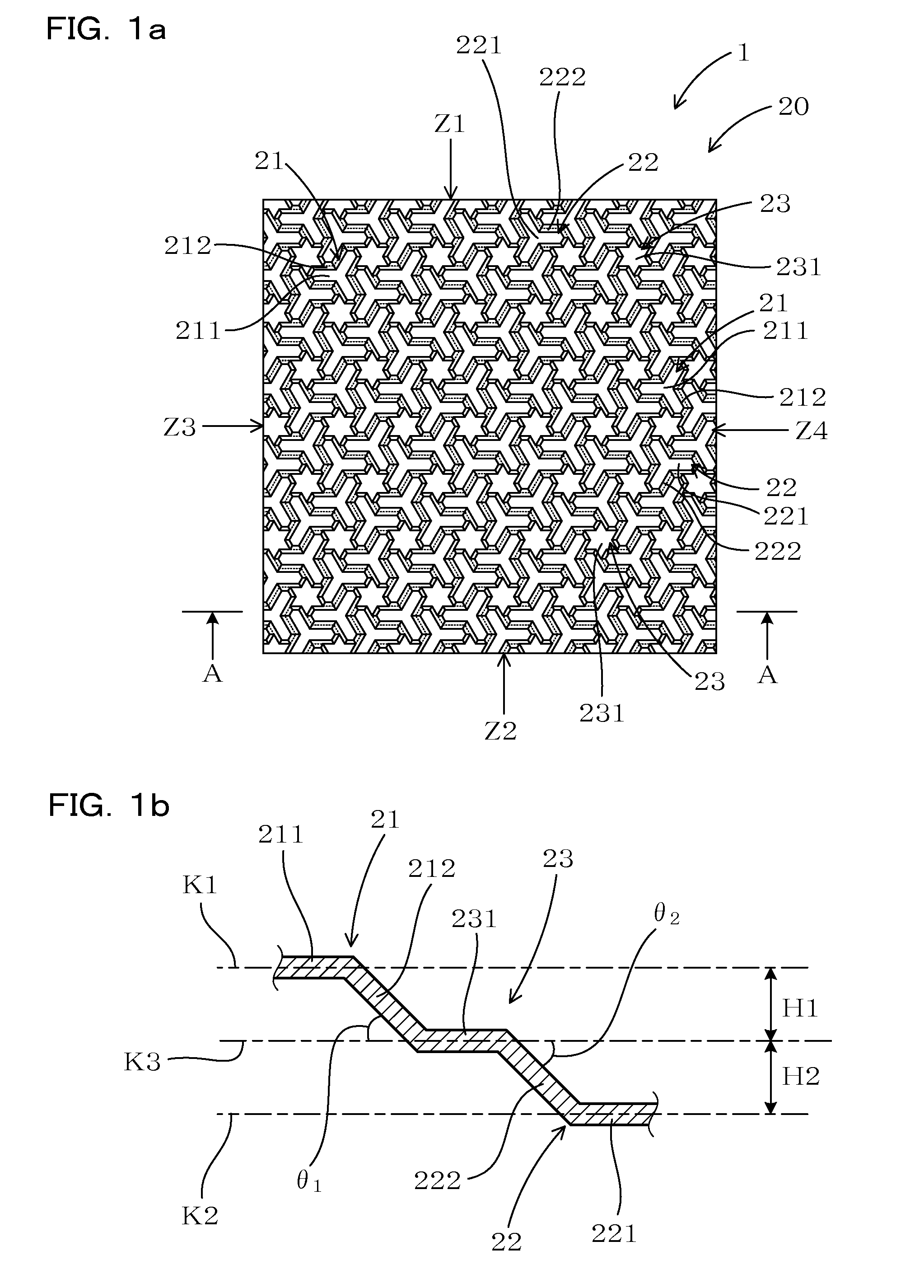 Sheet material having a concave-convex part, and vehicle panel and laminated structure using the same