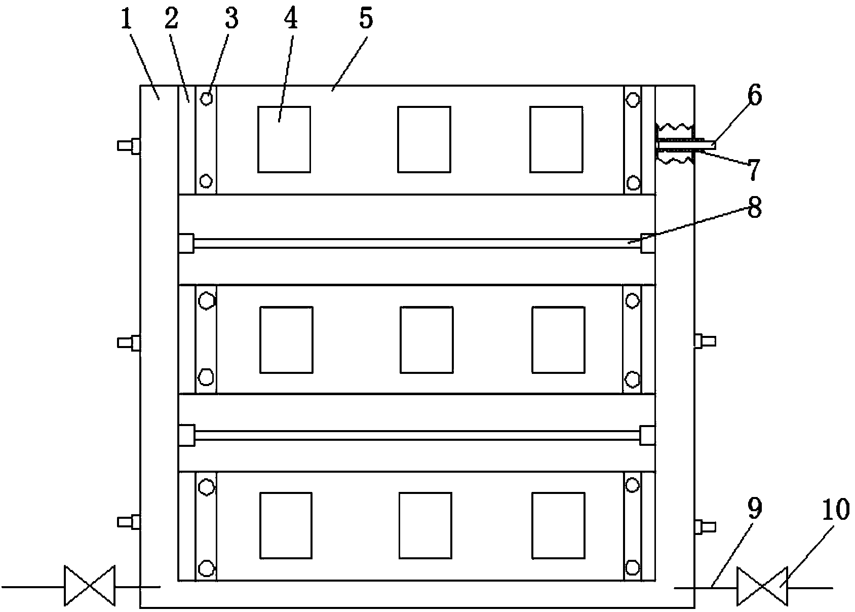 Water-delivering curtain wall device for plants