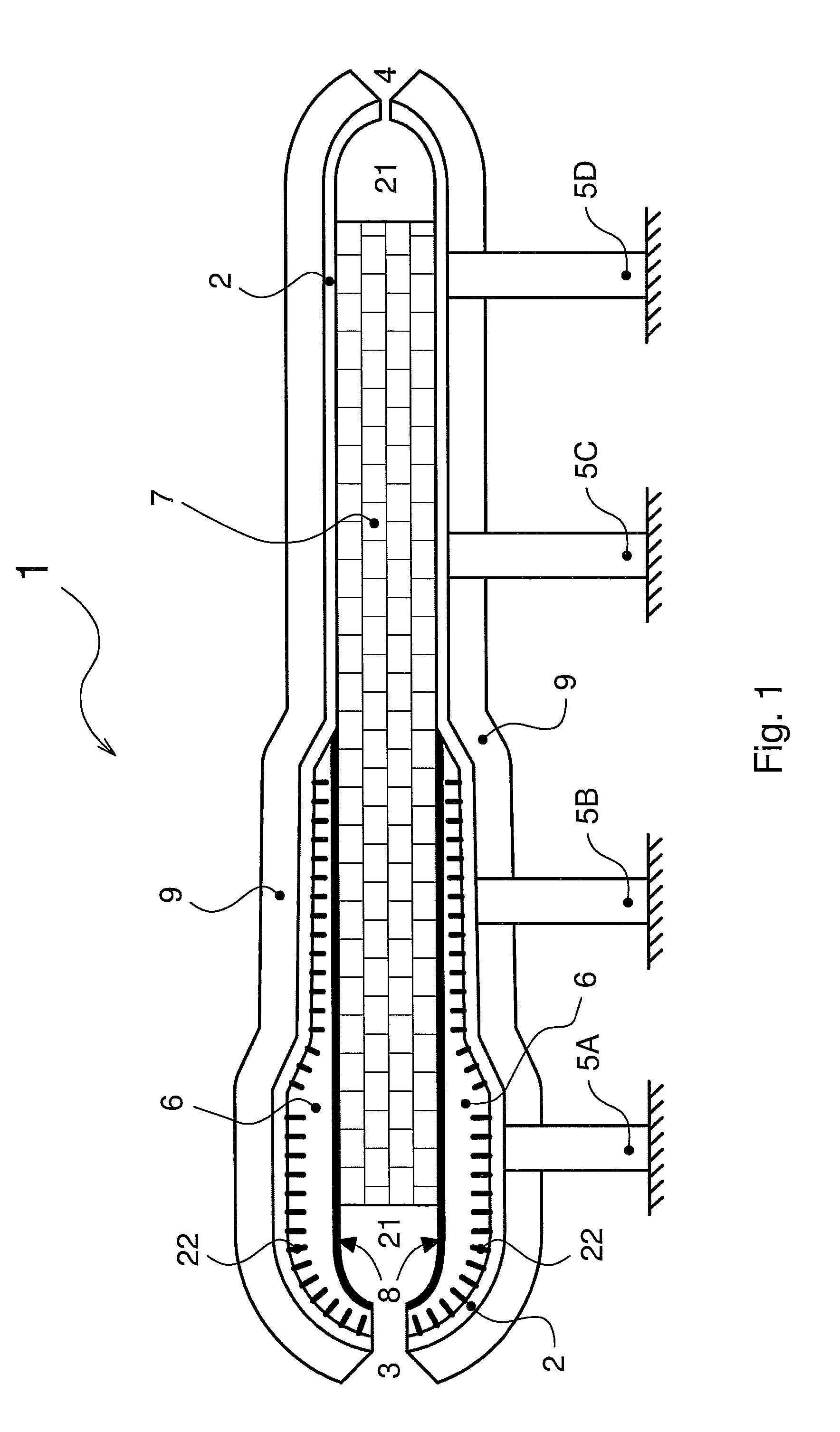 Vessel of a heat storage and release apparatus, heat storage and release assembly, and energy production plant