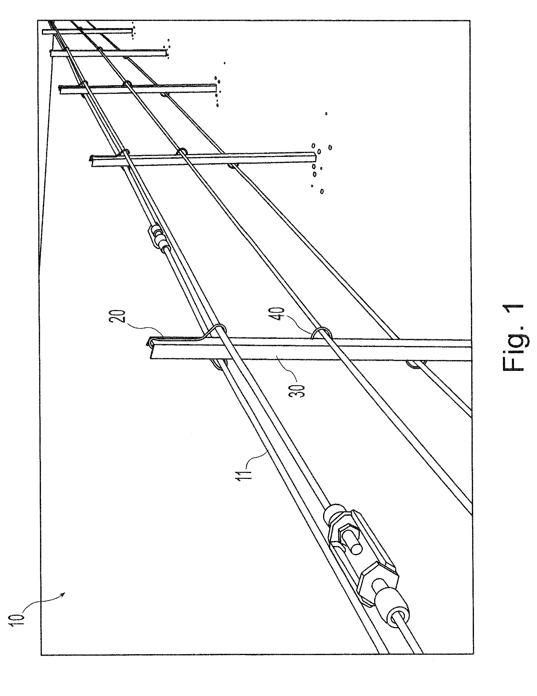 Cable guardrail system and hanger