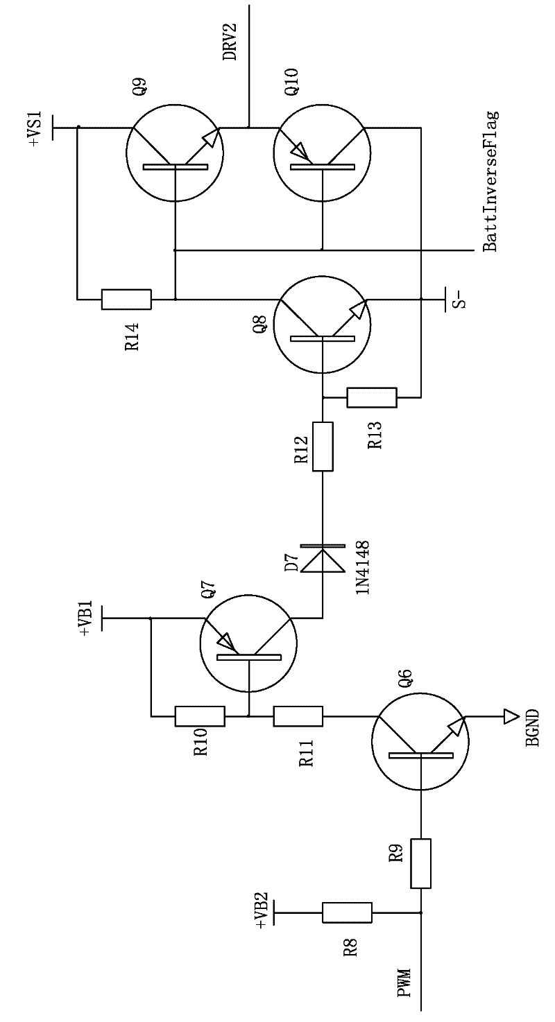 Driving circuit of switch unit of reverse-connection preventing protection circuit for solar charge controller