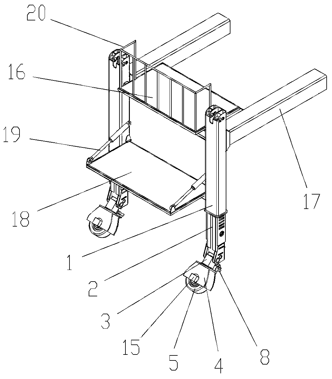 Walking support of rail-free construction work vehicle