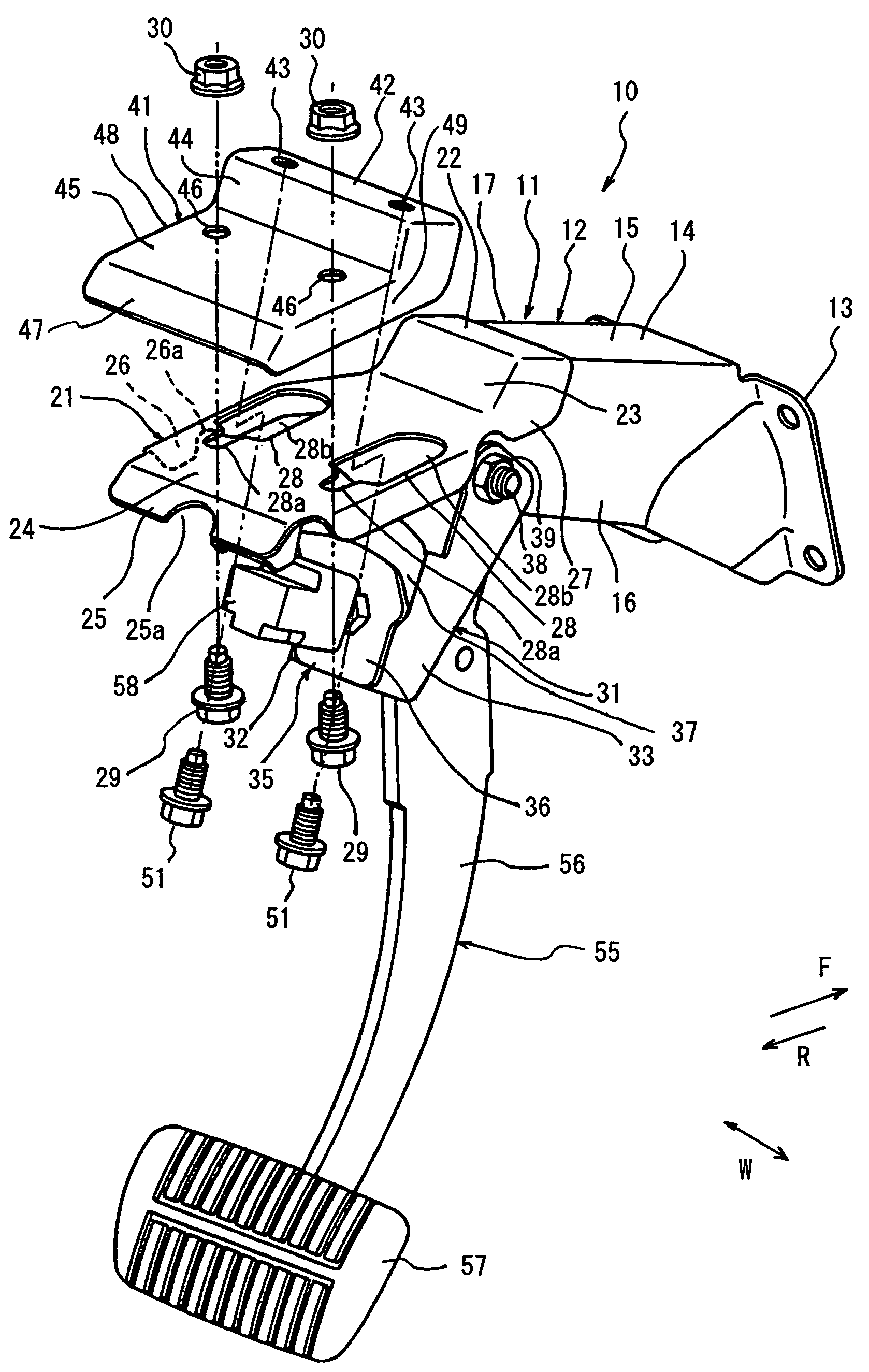 Pedal support structure for vehicle