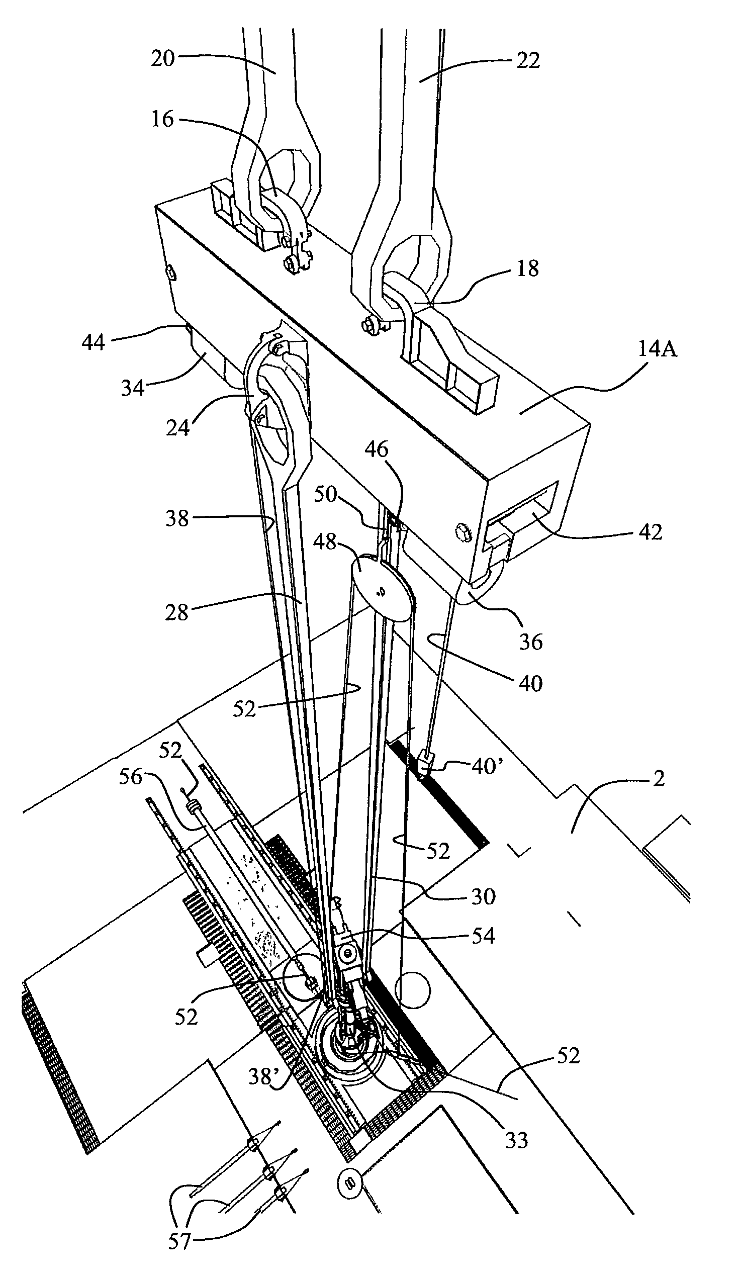 Device, method and use for transfer of equipment for a wireline operation in a well