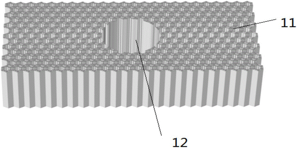 Photonic crystal function structure for realizing directional invisibility of underwater sonic wave and manufacturing method