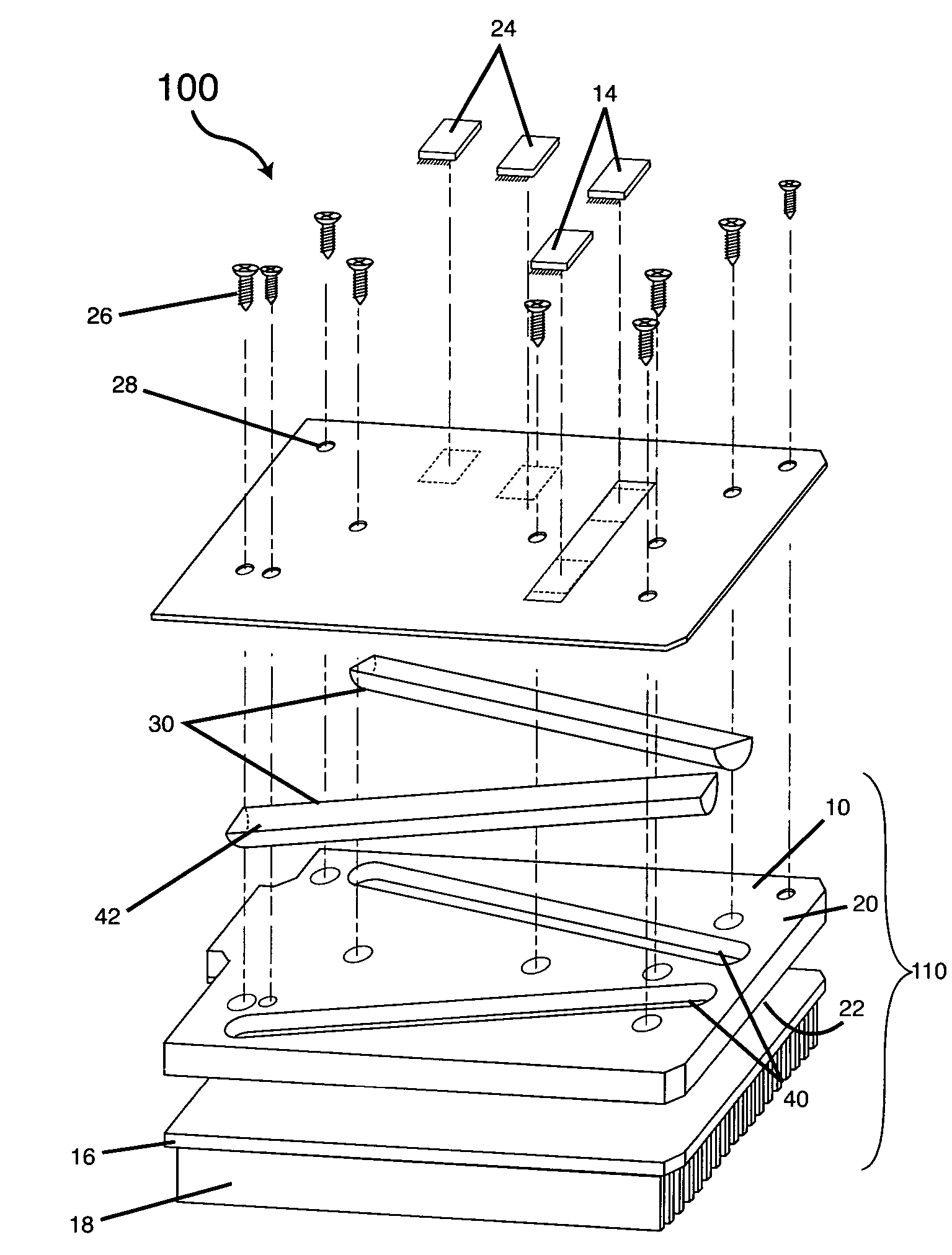 RF power amplifier assembly with heat pipe enhanced pallet